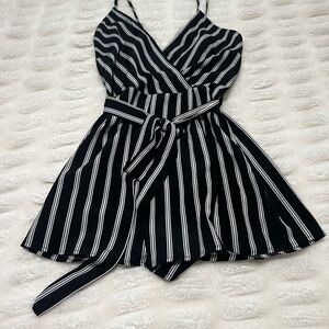 Elegant Black and White Striped romper